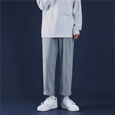 主推2023新款四季九分宽松直筒牛仔裤休闲百男女裤子k907--p35,男装牛仔裤,星座1008-1