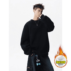 480G重磅加绒硬挺boxy男女秋冬美式高街结构螺纹拼接圆领卫衣外套，女装短外套，电商A486