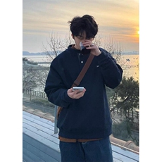 常规套头宽松型休闲青少年美式加绒刺绣亨利领卫衣春秋W188，男装卫衣，星座1116A（原606A-3）