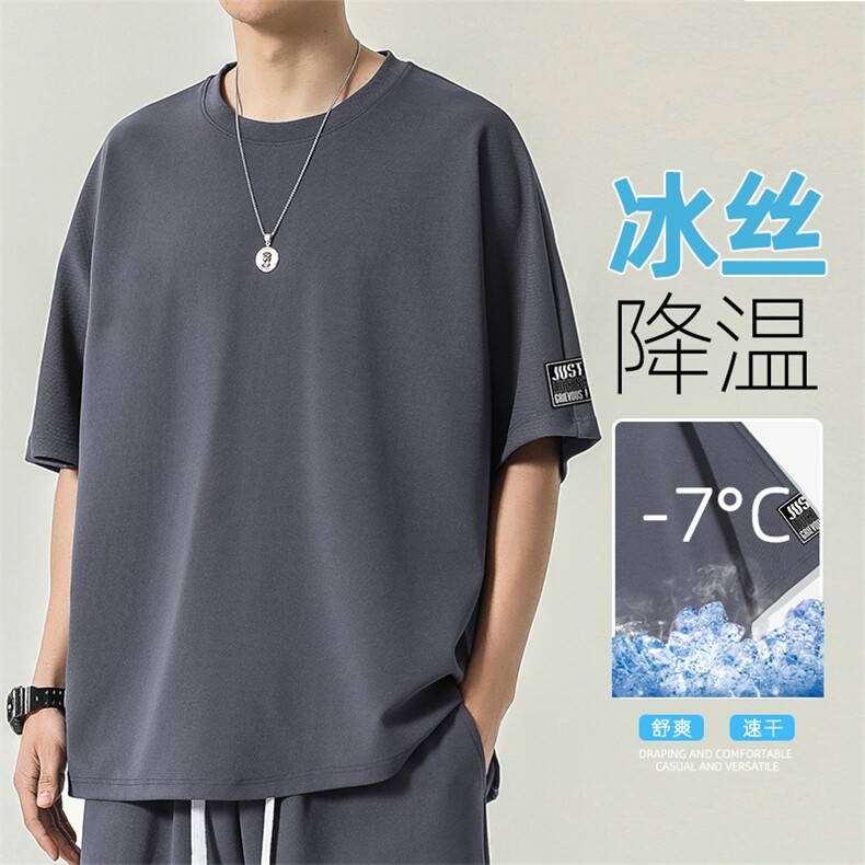 冰丝运动装男夏季薄款速干短袖健身休闲夏装TT313-特批-36图片