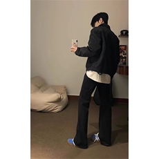 春秋潮流百搭男复古休闲夹克设计感时尚潮流结构线条立领修身外套，男装夹克，星座506A