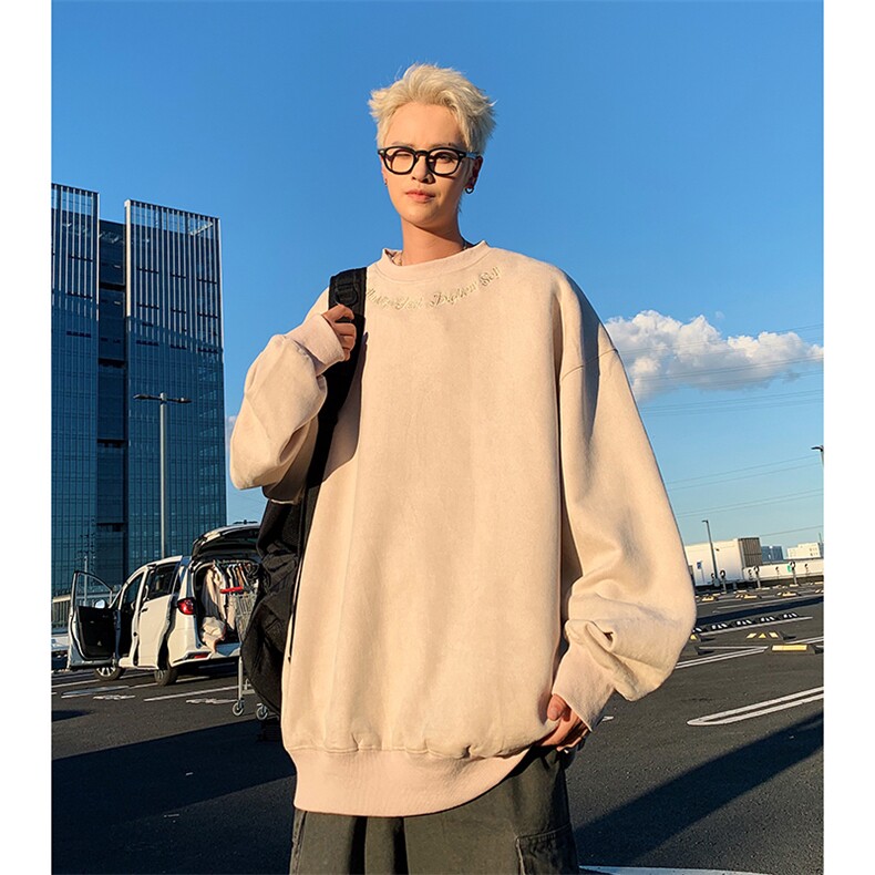 港风大码日系字母刺绣麂皮绒套头圆领卫衣XZ213-JPR203-P45控68,男装卫衣,星座213
