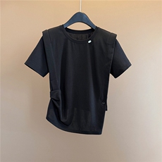 韩版时尚休闲套装女夏新款掐腰显瘦开叉不规则短袖印花长裤两件套，女装套装/套裙，江南