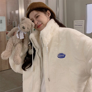 A053-P100 2025冬季新款羊羔毛外套仿兔毛加厚毛绒棉服棉衣图片