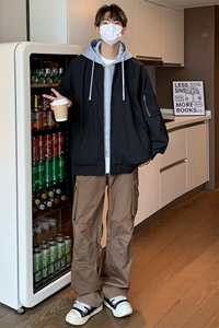学院风新款假两件夹克男痞帅宽松二开上衣外套DSA157B-J205-特P85图片