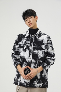 可二开定制扎染雾霾小香风面料大码M-5XL夹克男JK78082P79控128图片