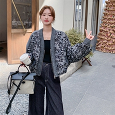 时髦炸街印花拼接外套女2025秋季新款设计感宽松休闲小个子夹克潮，女装短外套，2C095