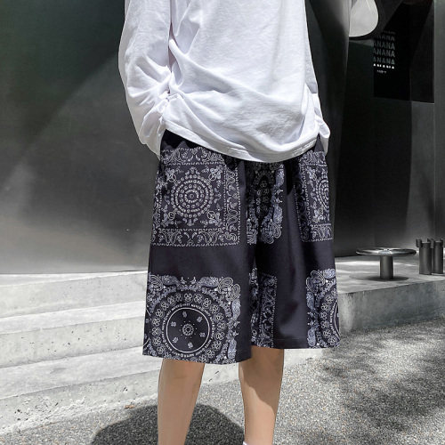 印花短裤宽松夏季男士5分冰丝沙滩宽松休闲裤A125-6610-P25图片