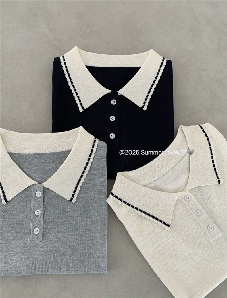 莱赛尔翻领花边，女装针织衫/毛衣，天佑贝依