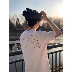 万针全刺绣工艺抖音得物高品质260克重磅纯棉双纱美式高街短袖T恤图片