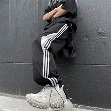 黑色冲锋裤男款美式hiphop裤子直筒夏季薄款户外登山休闲阔腿长裤，男装休闲裤，星座505-2（原电商A260-1)