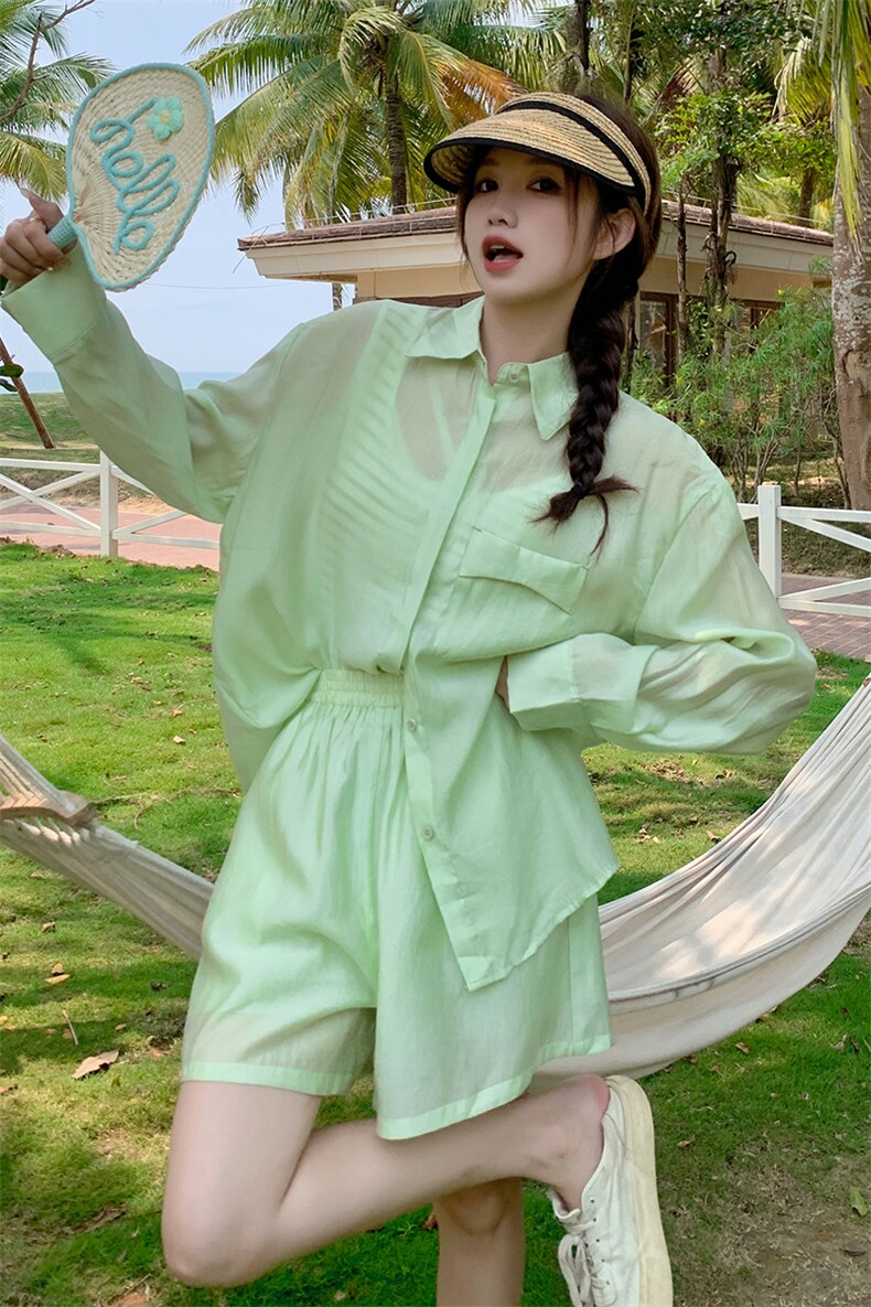2024新款夏装宽松绿色三件套212A-8831-P135-K198,女装套装/套裙,浙宝212A