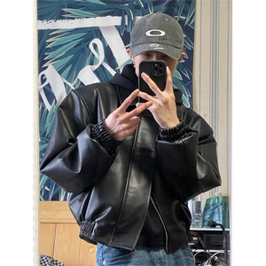 复古垫肩皮衣外套男加厚夹棉高级感宽松皮夹克LJM7709-P70 夹棉78图片