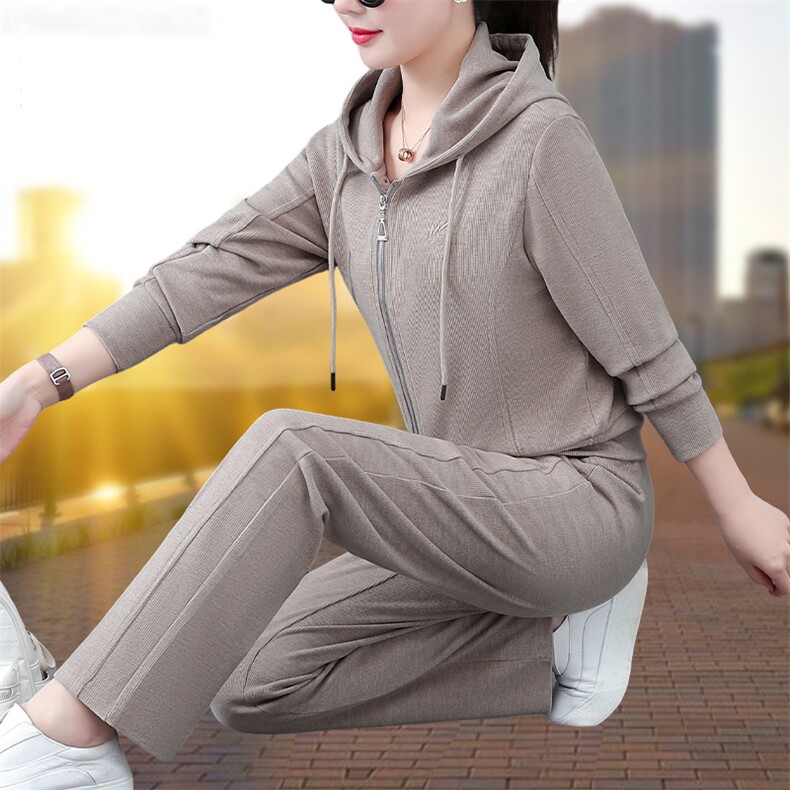 休闲运动服套装女2025新款春秋洋气减龄女装连帽卫衣两件套,女装套装/套裙,燕颉服饰