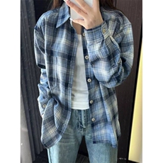 高质量百搭宽松慵懒百搭格纹衬衫新款男女夏季扎染印花法式CY17，男装衬衫，星座1116A（原606A-3）