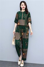 休闲时尚套装女夏装2022新款洋气减龄宽松显瘦印花两件套，女装套装/套裙，千千佰惠
