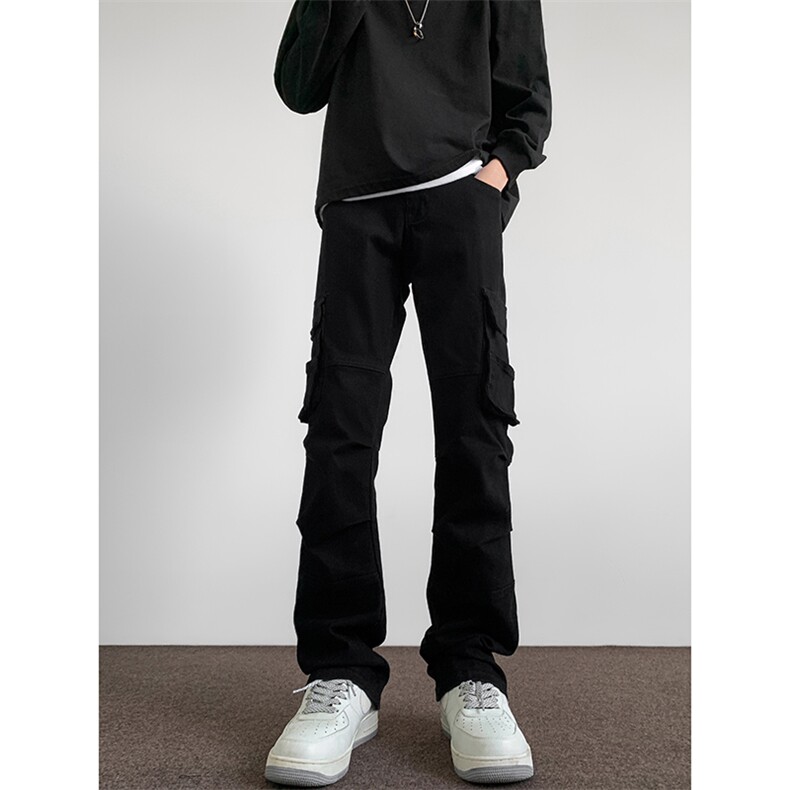 B221美式ins高街暗黑拼接弹力工装牛仔裤LK24163-P75控98,男装牛仔裤,电商B221