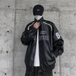 春季新款机车服夹克男潮炸街痞帅外套宽松赛车潮牌JK079-P83图片