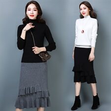 套装/套裙2021年秋季休闲时尚潮流高领长袖纯色舒适，女装套装/套裙，奕阳依阁