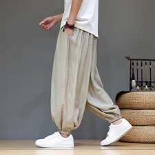 2026夏装新款风夏季轻薄透气冰丝灯笼裤宽松版2503-P55，男装休闲裤，电商A057B