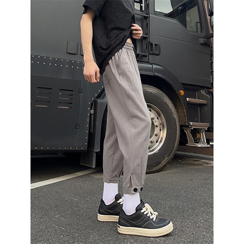 2025夏季新品七分休闲萝卜裤潮流脚口扣袢K383-P30,男装休闲裤,电商A178
