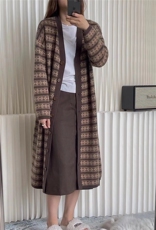 中长款V领开衫女秋冬慵懒软糯休闲宽松保暖针织衫，女装羊毛衫，纳慈羊绒