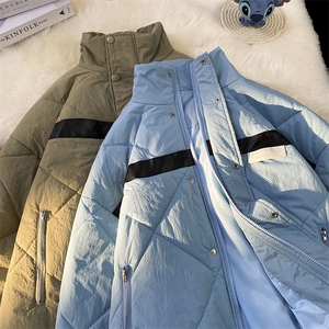 毛毯风 2023冬季新款男士菱形格立领棉衣情侣棉服外套MYTC121P75图片