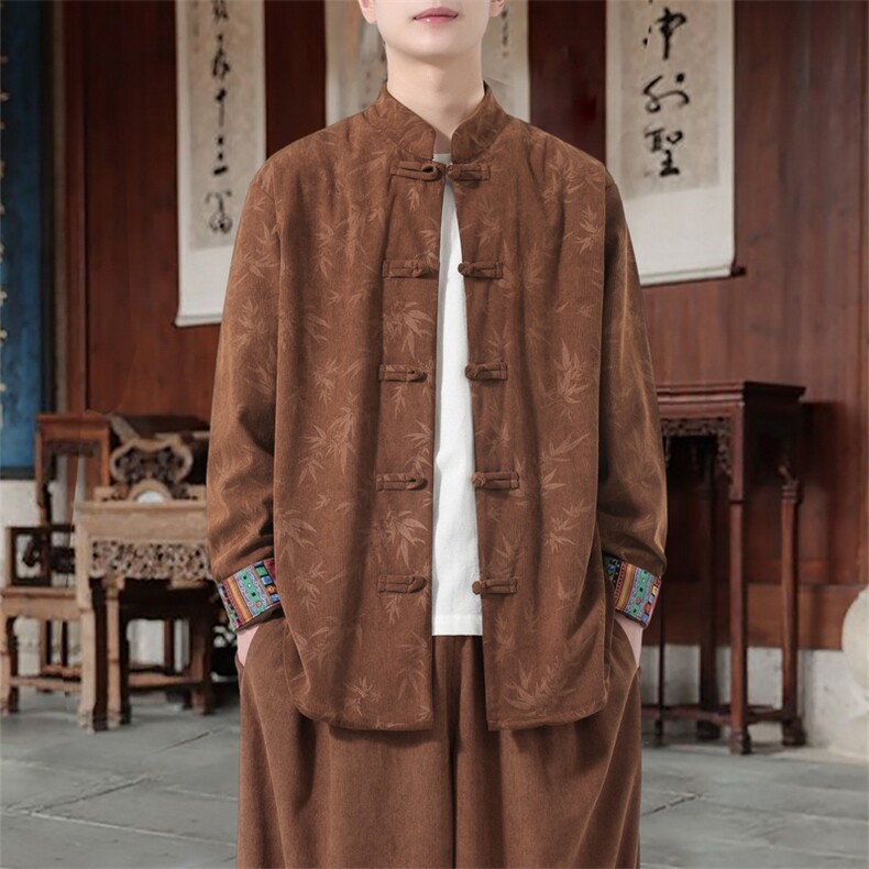 男士衬衫外套灯芯绒夹克盘扣立领风 XZ1512-2511-P55图片