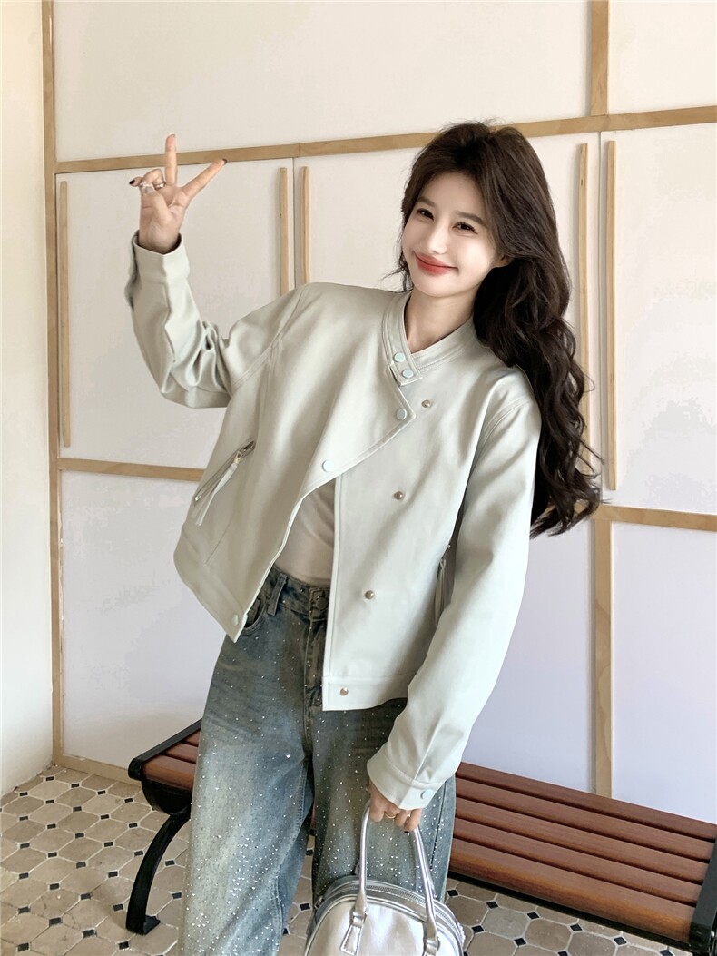 【现货】短款立领夹克外套P145-K238，女装短外套，浙宝128A