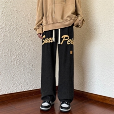 直筒牛仔裤男秋季潮牌ins宽松裤美式高街vibe长裤N0614-P45，男装牛仔裤，星座308B-1