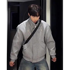 简约浅灰色立领加棉保暖毛呢棉服外套ins慵懒时尚日系HT144，男装毛呢大衣，星座1116A（原606A-3）