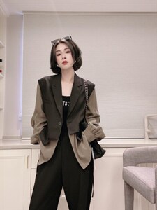 拼色西装外套ＭL,女装西装,可纳奇