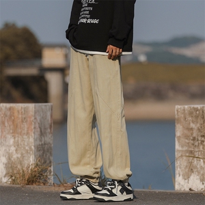 韩版纯色抽绳运动裤子工装裤男春秋季日系束脚休闲长裤 K5061-P40图片