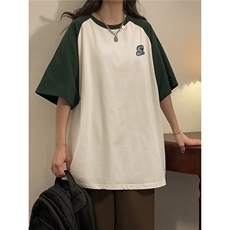 1中性风插肩袖S立体贴标T恤女大码SM-5XL短袖T恤男DT8777P28控49，男装T恤，星座226-2