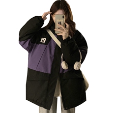 C879-120加棉刺绣字母冲锋衣2025新款女装宽松连帽风衣秋冬外套，男装风衣，星座911-2(原星座613-2）