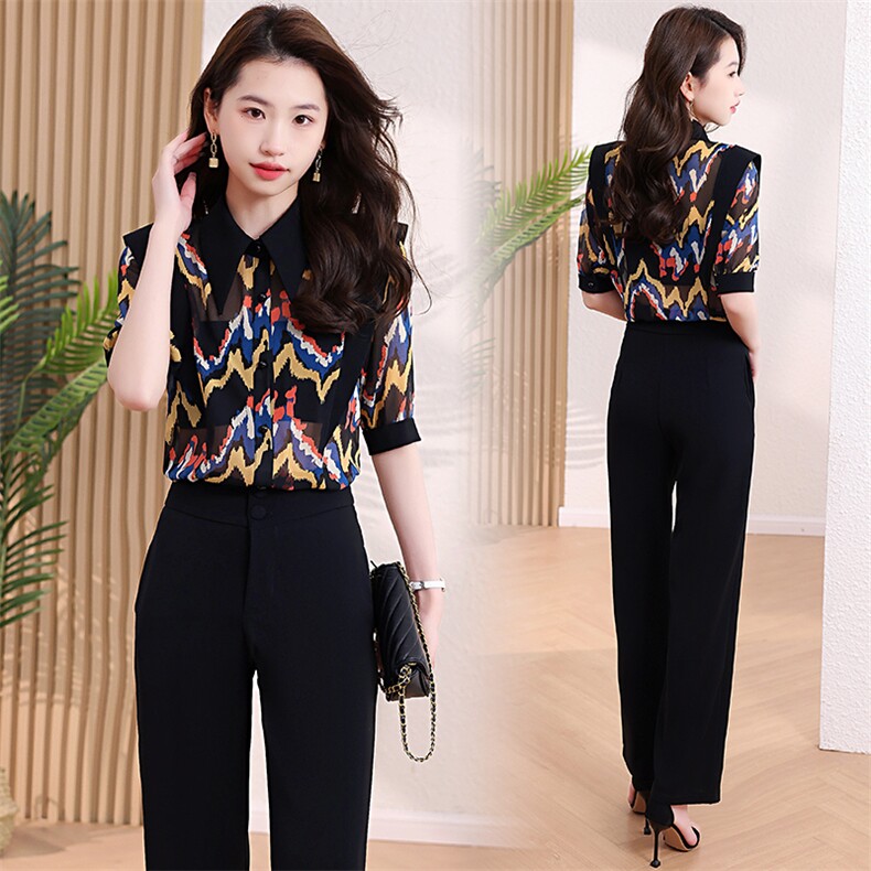 现货时尚套装女2026年夏季新款女装设计感气潮流质印花清凉两件套，女装套装/套裙，尚洛菲