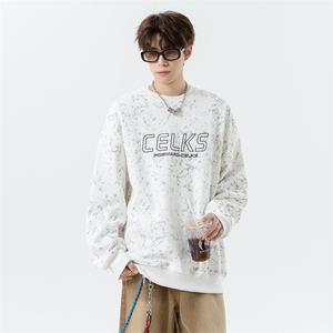现货/秋季新款扎染重磅刺绣卫衣男 B219A-ZY251-P48加绒P53控78图片