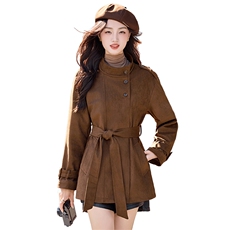 加棉风衣外套女中长款秋冬2025新款流行高端系带收腰保暖上衣，女装棉衣/棉服，浙宝029