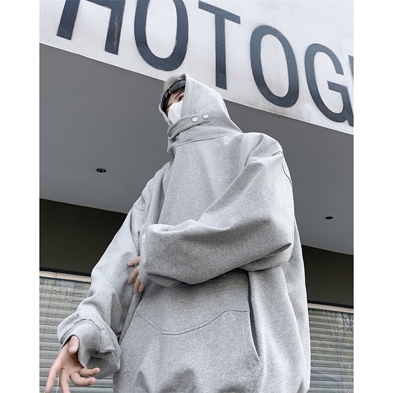 连帽卫衣男宽松潮牌美式高街灰色纯色情侣外套1001-1-WY107-P45,男装卫衣,星座1001-1