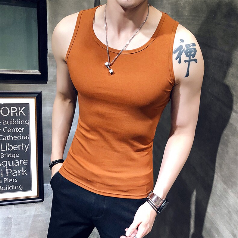 618-特p20 夏季无袖坎肩背心男 纯棉修身运动健身男士宽肩汗衫图片