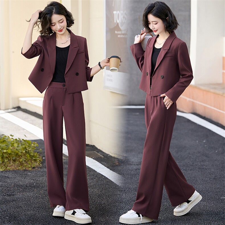 红老钱风西装套装女2024秋季新款休闲气质小西服裤子两件套图片