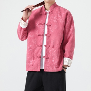 春装 风复古灯芯绒休闲夹克新中式盘扣外套唐装 H337/P110图片