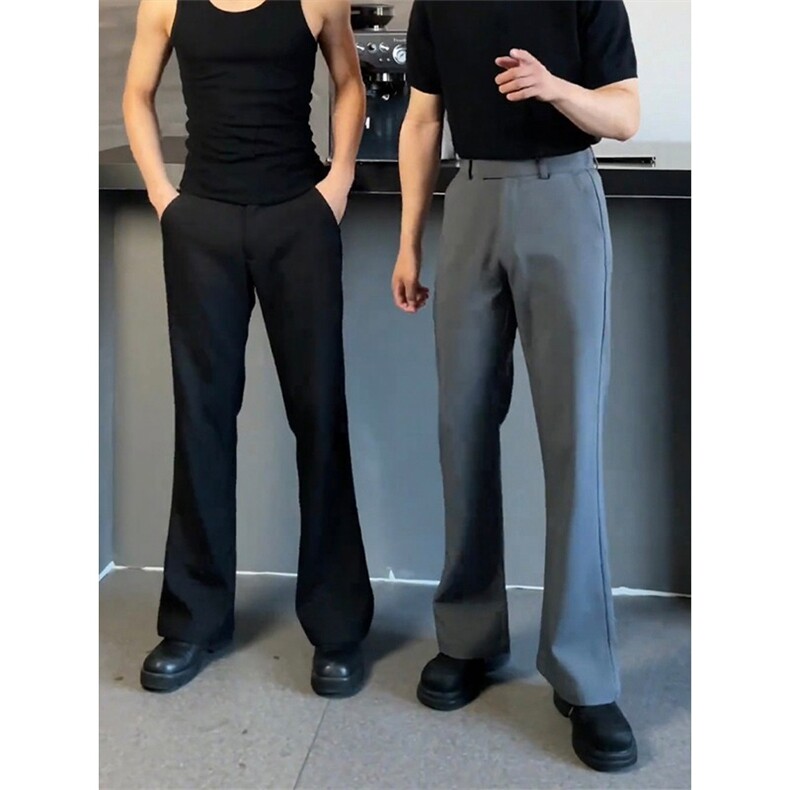 现货主推直筒修身微喇西裤男垂坠感高级休闲裤男K0072/P45,男装西裤,星座205-3