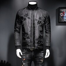 7133冬季新款加厚蚕丝棉服刺绣休闲保暖棉衣，男装棉衣，钱塘2010-1