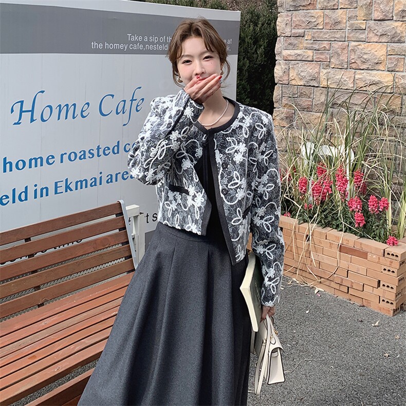 时尚套装时尚短裙黑色西装长袖套装法式女装百褶小香风显瘦气质dk,女装连衣裙,浙宝193A