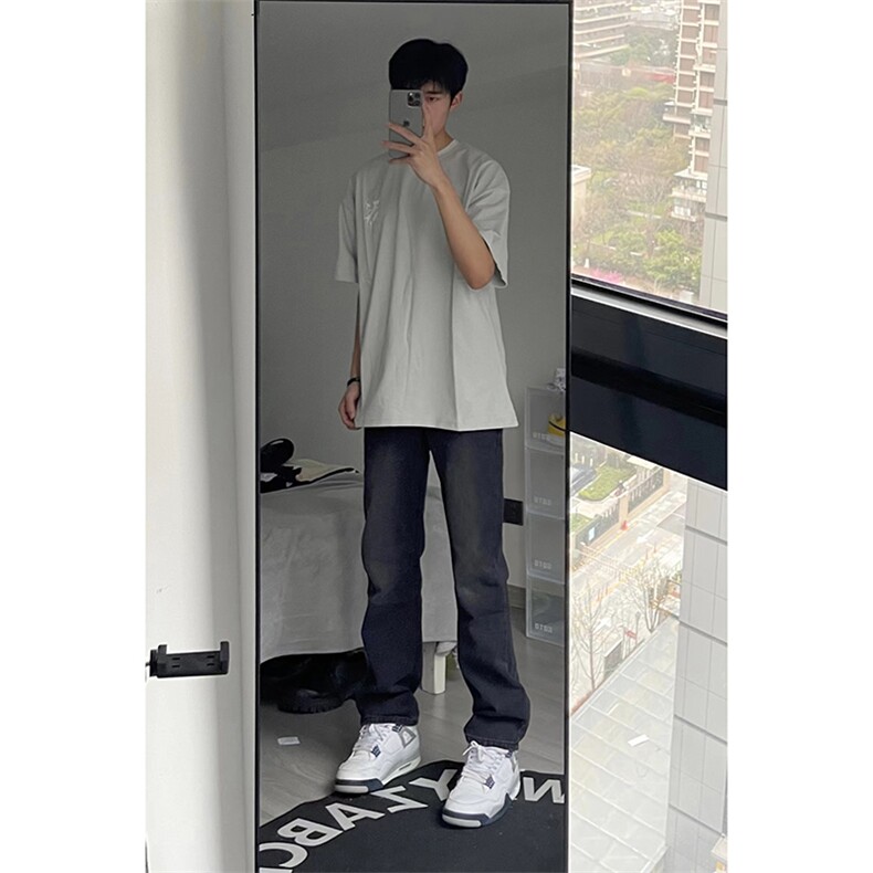 B221美式ins高街小众百搭纯色微喇牛仔裤LK22087-P55控78,男装牛仔裤,电商B221