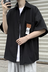 夏季港风垂感衬衫男女冰丝衬衣衫休闲外套轻薄工装短袖H226/P35，男装T恤，钱塘713