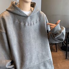港风大码美式潮牌麂皮绒套头连帽卫衣男XZ213-JKPR204-P45控68，男装卫衣，星座213