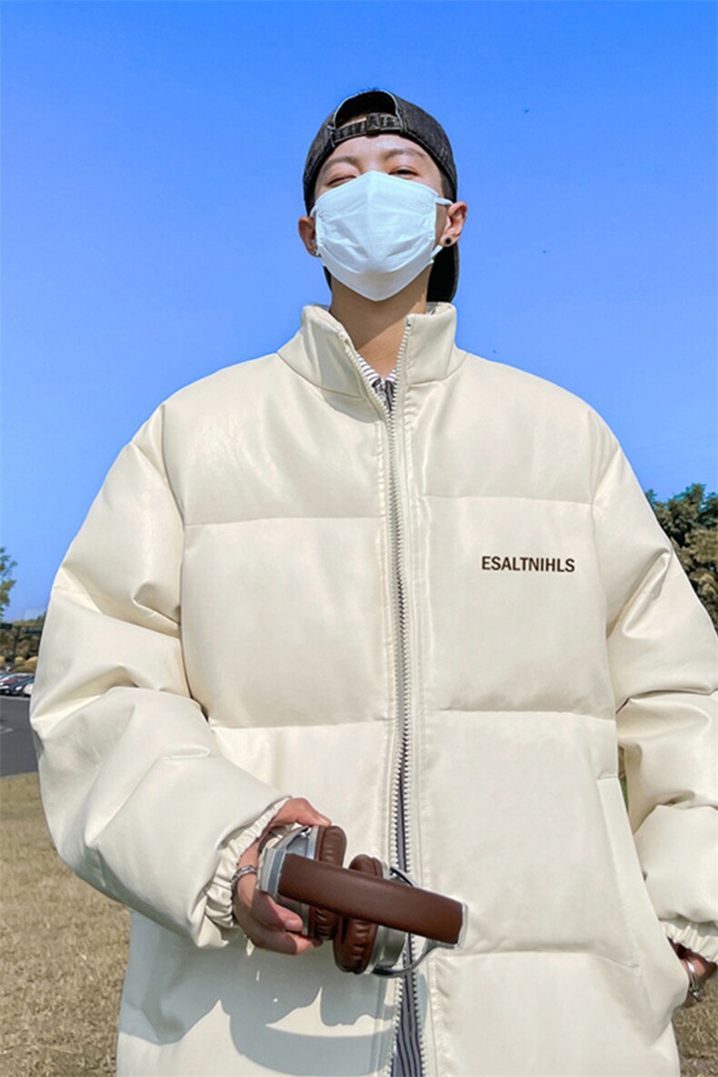 均可提供短视频高品质港风esa英文PU皮加厚棉衣PM108-p110控148,男装棉衣,星座508（原C305）