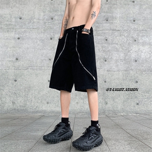 B221 美式ins高街暗黑小众拉链牛仔短裤五分裤 LK23101-P60 控78图片